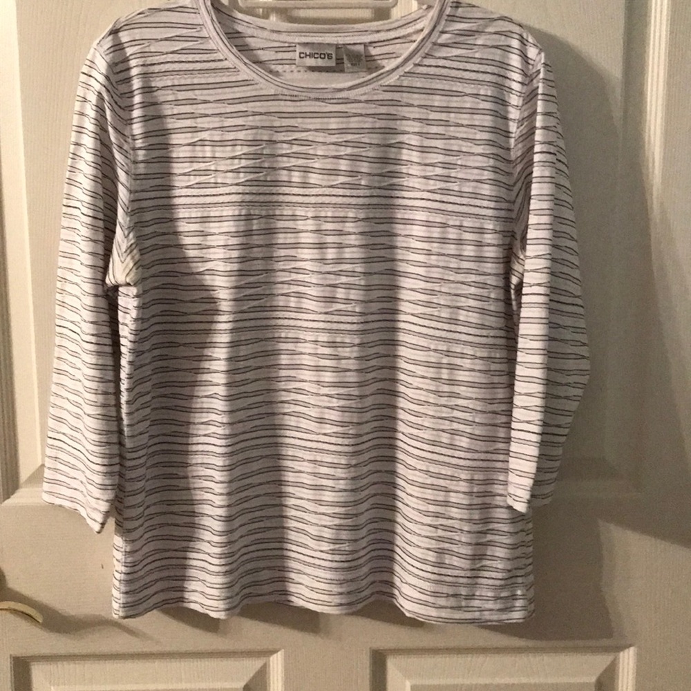 Chico’s dressy white too with black/grey details